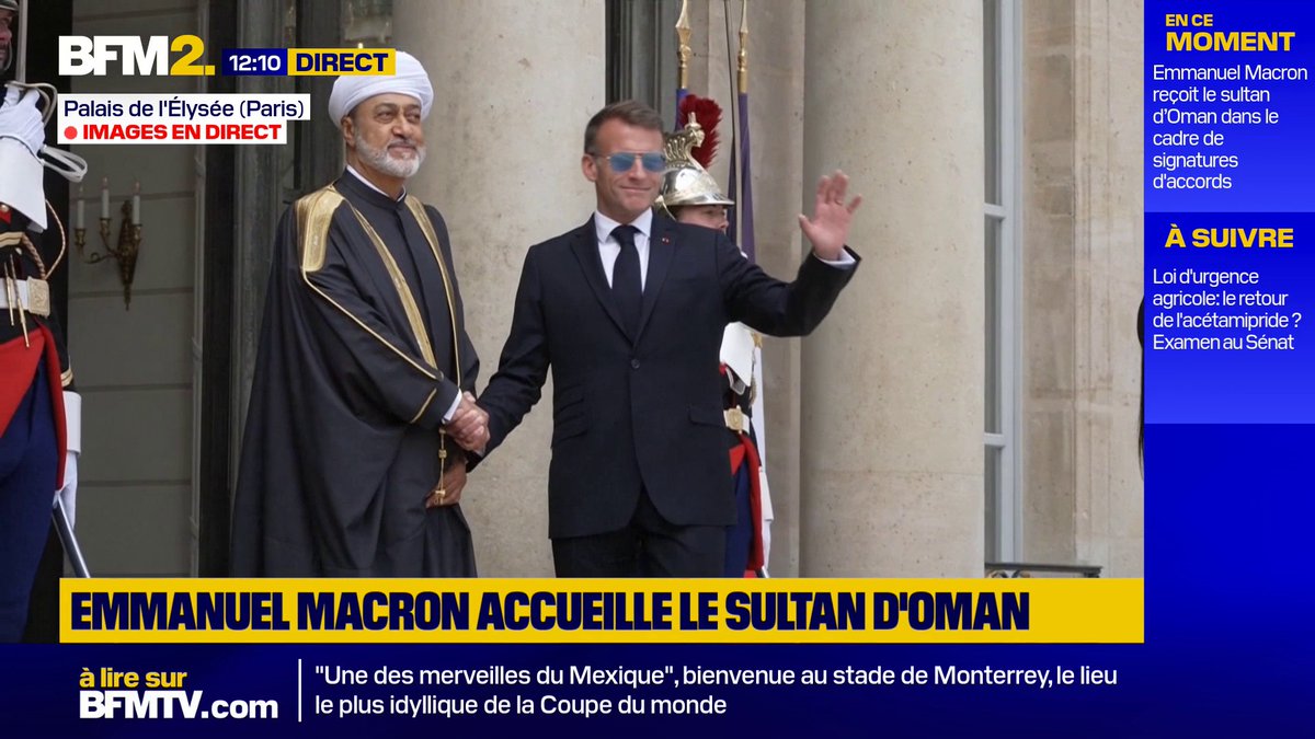 🕶️🇫🇷 Insolite : Emmanuel Macron a ressorti ses lunettes de soleil pour accueillir le sultan d’Oman à l’Élysée.