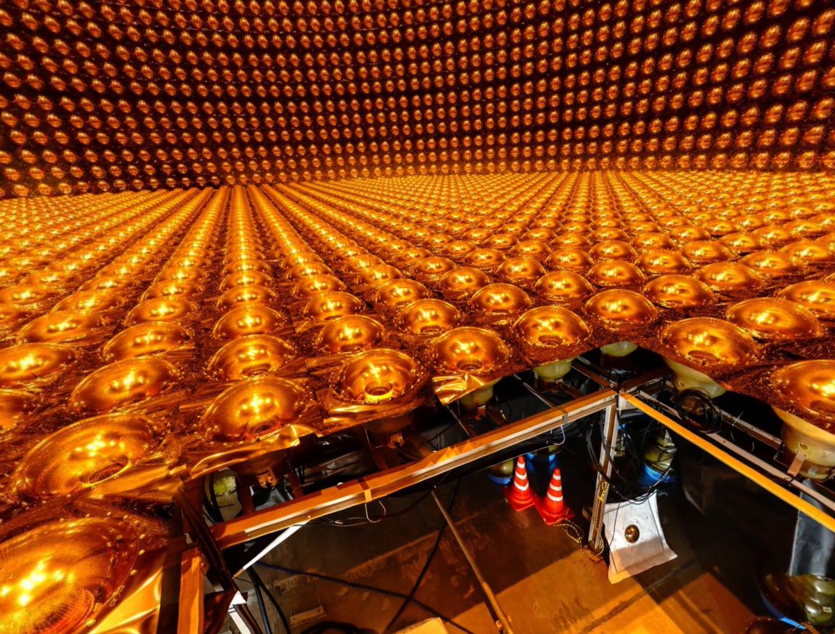 In 2001, detectors in the Super-Kamiokande neutrino observatory experienced a catastrophic chain-reaction implosion. It was later repaired and in 2006, refilled with ultra-pure water, seen here.
