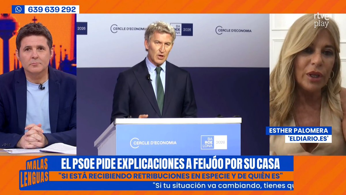 🏠 La vivienda de Feijóo en El Viso, a debate con Esther Palomera en #MalasLenguas. 👉 "Feijóo no ha actualizado su declaración de actividades y es obligatorio hacerlo, aunque no hacerlo no tenga consecuencias". 👉 "En esa declaración no consta que esté pagando un alquiler".