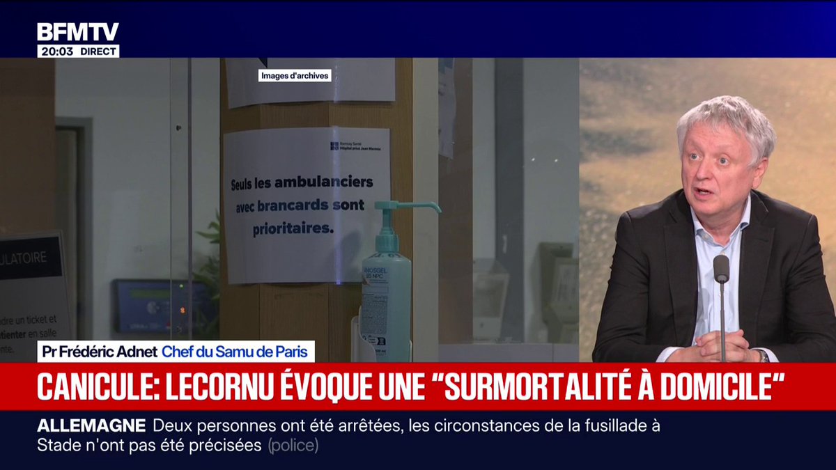 Reprise "possible" dès ce week-end de la canicule: "Ça m'inquiète", déclare Frédéric Adnet, chef du Samu de Paris