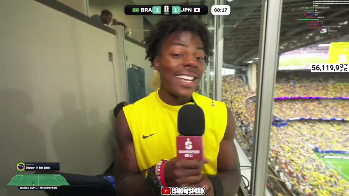 IShowSpeed says Brazil vs Japan has been the best World Cup match he's been to so far 🔥 🇧🇷-🇯🇵