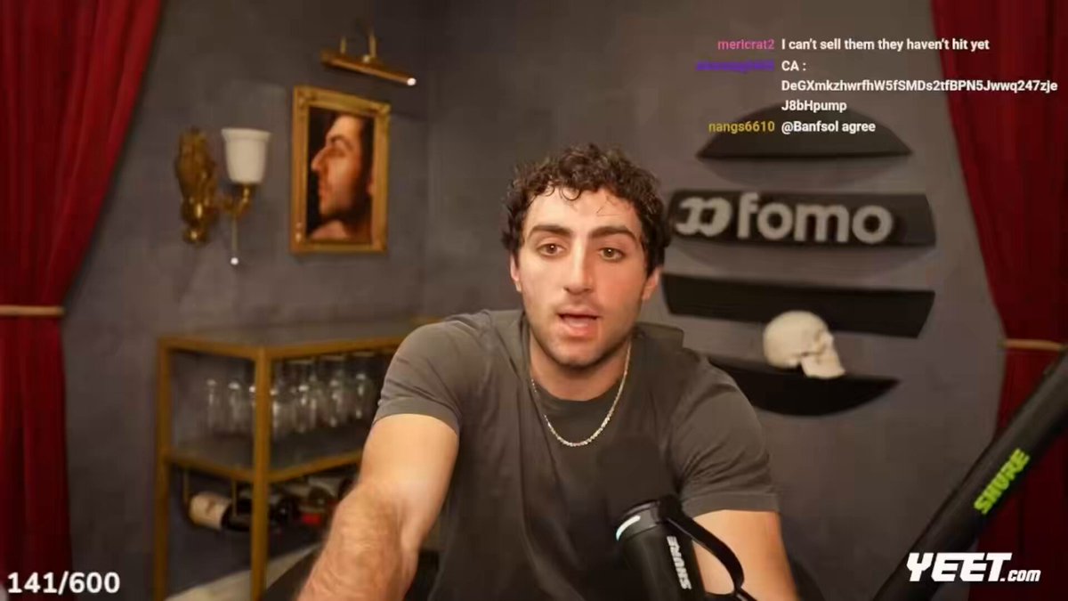 Rasmr says he missed solana:9cRCn9rGT8V2imeM2BaKs13yhMEais3ruM3rPvTGpump because he was jestering for mid females "I missed Ansem Coin. Why did I miss Ansem Coin? I was touching grass. I was at a bar with TG. We were jestering for mid females, can you believe it? Me and TG were jestering for mid females. They didn't know that I was Rasmr. They didn't know that he was TG." "And while we're jestering, Ansem starts cooking. I get a text from Frank saying, 'Holy shit, Ansem just ripped from 200k to 30 million.' By the time I got home, it was at 60 million. It's just proof that you should never talk to women. It's actually such a waste of time."
