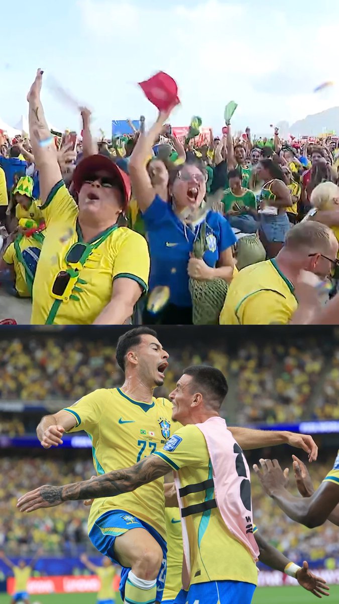 Crazy scenes in Brazil after Gabriel Martinelli scored the last-minute winner. 😭🇧🇷 Football means everything.