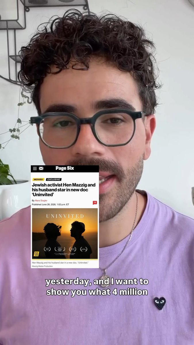 This is what four million views look like when you’re a gay Jewish man who dared to share his wedding. I’m sharing it so you see what we actually face, not to play victim, but so no one can say it isn’t happening. This is exactly what our film Uninvited is about: the dehumanizing hate we face, the people we lose, and the community we build that’s stronger than all of it. It hurts. But they proved my point before the film is even out. I promise to love being Jewish 10X times more than anyone who hates me for it. Have more simchas, don’t let them win. I won’t. 💜