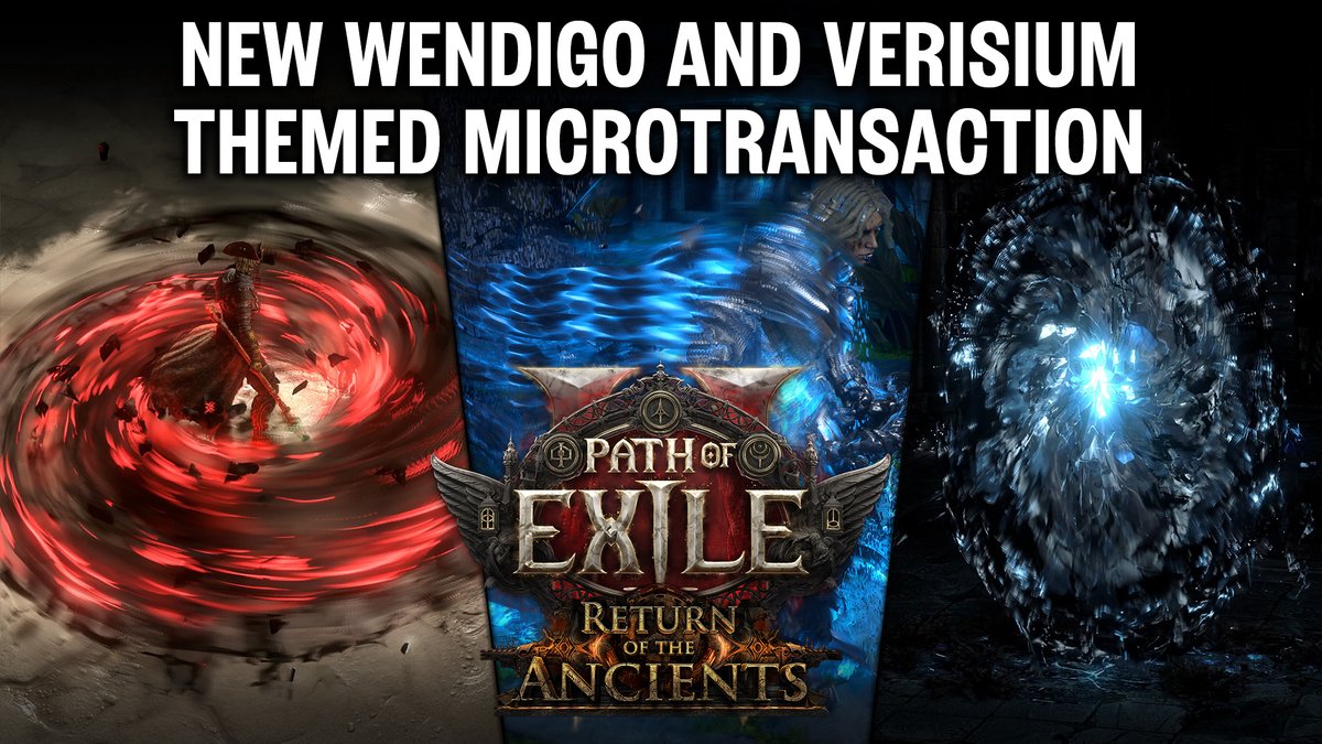 New microtransactions have arrived in the Path of Exile 2 shop! 🔹 Verisium Effect Bundle 🔹 Wendigo Spear Skill Effects Find your next build-defining look in the shop today: