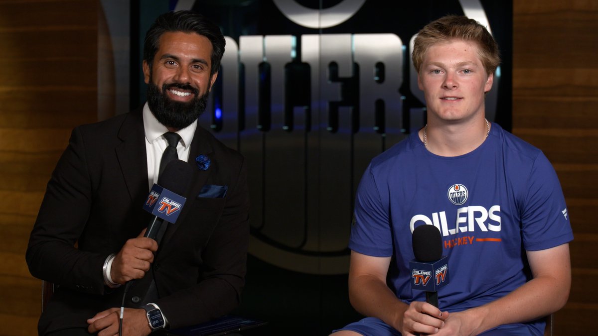 "We were kind of just watching it on TV & my coach from Penn State Men’s Hockey texted me, he was at the draft, so he kind of spoiled it for me." Caden Harvey shared with Tony Brar 🚀 how he found out that the #Oilers had drafted him.