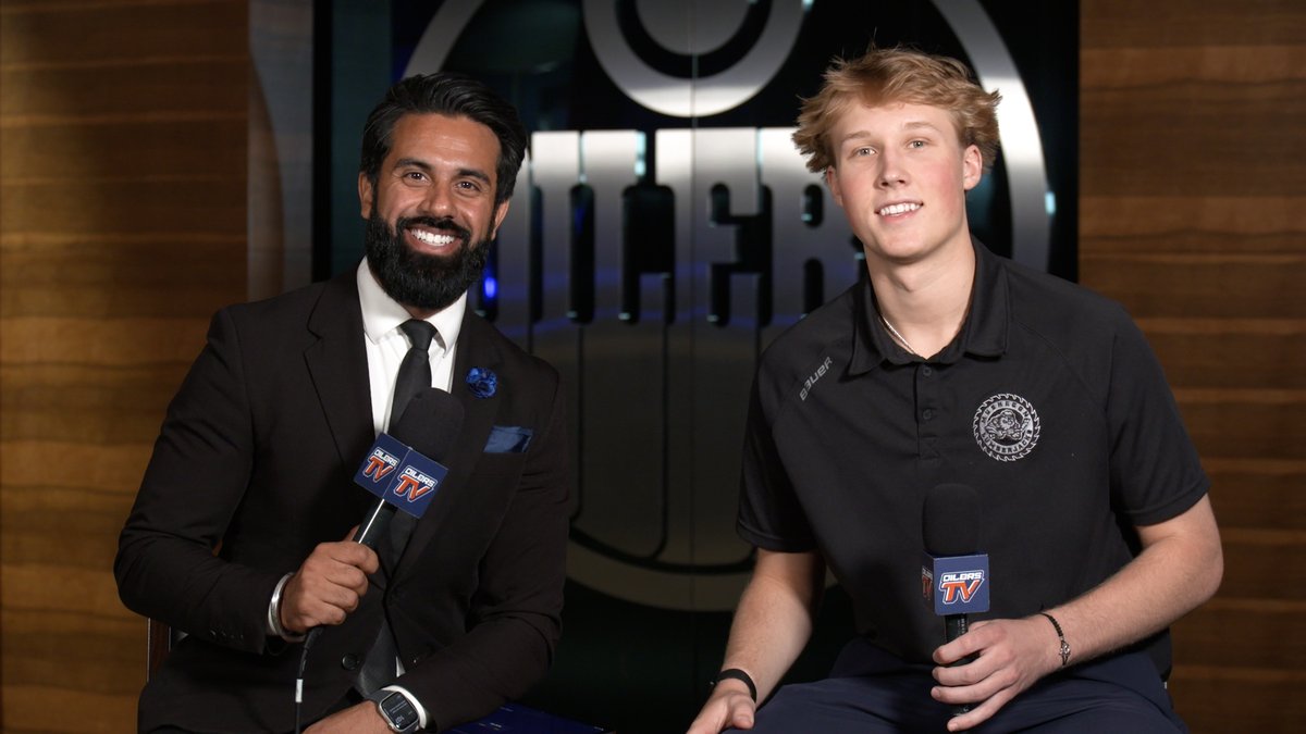 "Meeting all the new guys, some of the guys that have played in the @AHL. People that have been through what I'm going through & hopefully get some good advice from them." Rudolfs Berzkalns chatted with Tony Brar 🚀 about what he's looking forward to learning at #Oilers Camp.