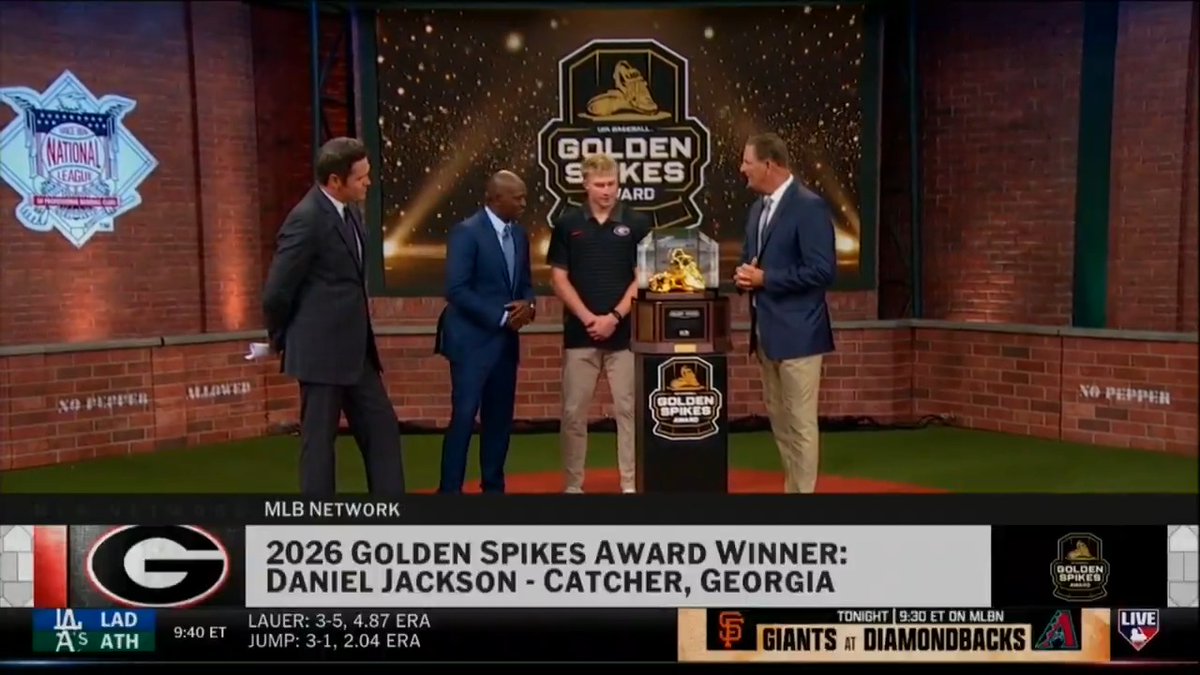 .Georgia Baseball star Daniel Jackson shares his instant reaction to winning the 2026 Golden Spikes Award: "Focusing on the dedication... just keep pumping belief and confidence into myself."