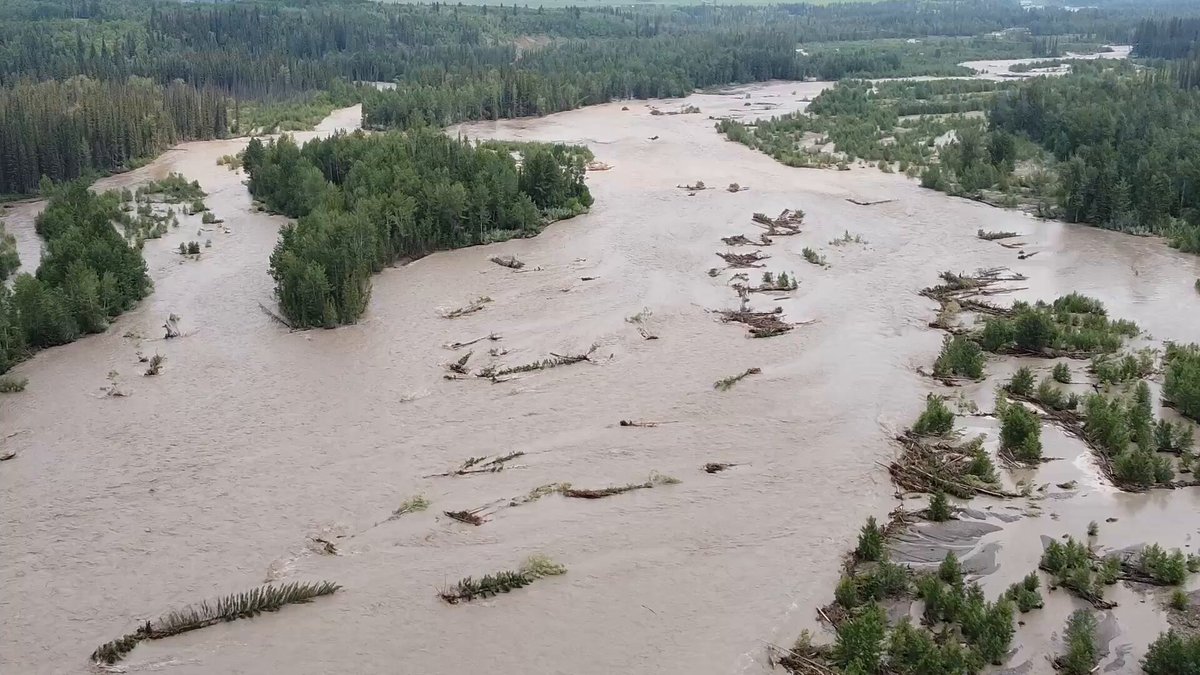 FLOOD WARNING along the Elbow River west of Calgary. For the first time ever, the Springbank Off-Stream Reservoir is being filled. #yyc #abstorm Check it out 👇