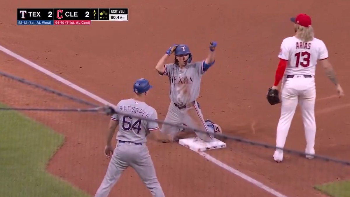 Cam Cauley's first MLB hit is a triple‼️ #AllForTX