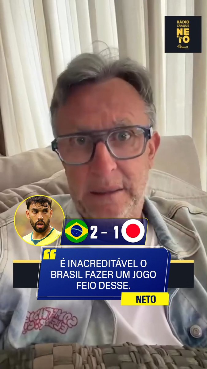 NÃO APROVOU!🧐 Craque Neto não aprovou o posicionamento do técnico Carlo Ancelotti no jogo do Brasil contra o Japão. Para ele, falta muito na parte tática! E você, fã de esporte, acha que a seleção ficou devendo nesse jogo? 🎥: Instagram/Rádio Craque Neto 👉 Assista à Copa do Mundo FIFA pela CazéTV no #DisneyPlus, sem custo adicional. #ESPN2026 #FIFAWorldCup #Brasil
