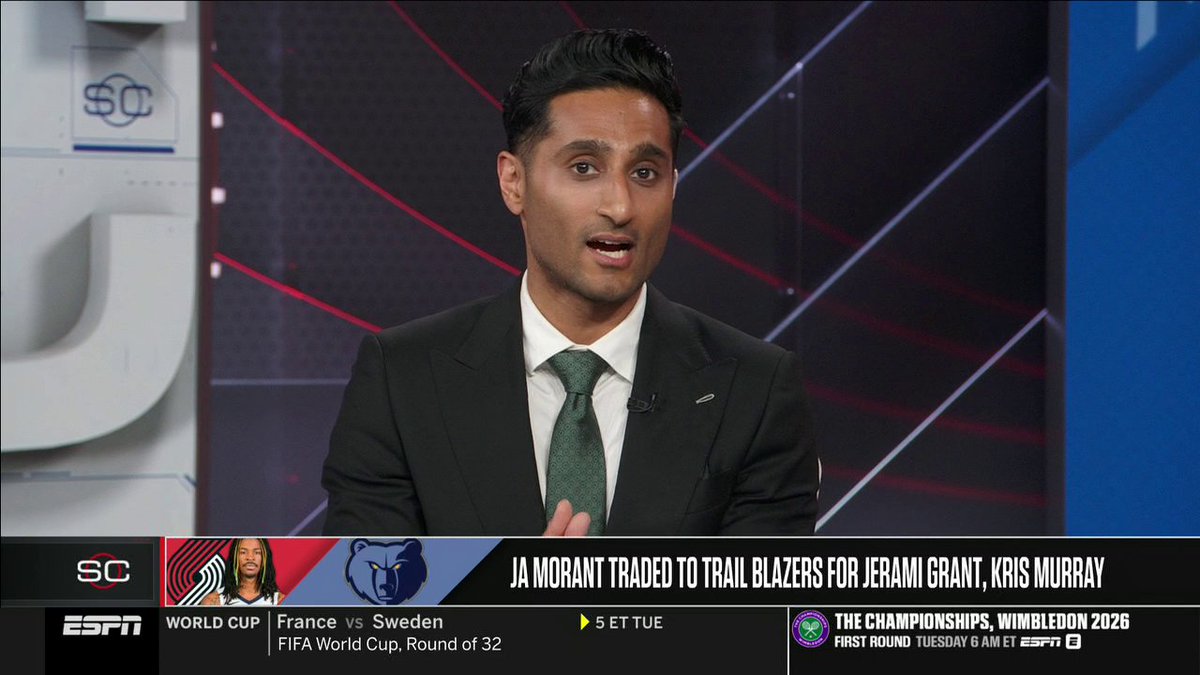 "Memphis felt like it was time." Shams Charania explains how the Ja Morant trade to the Trail Blazers came to be ✍️