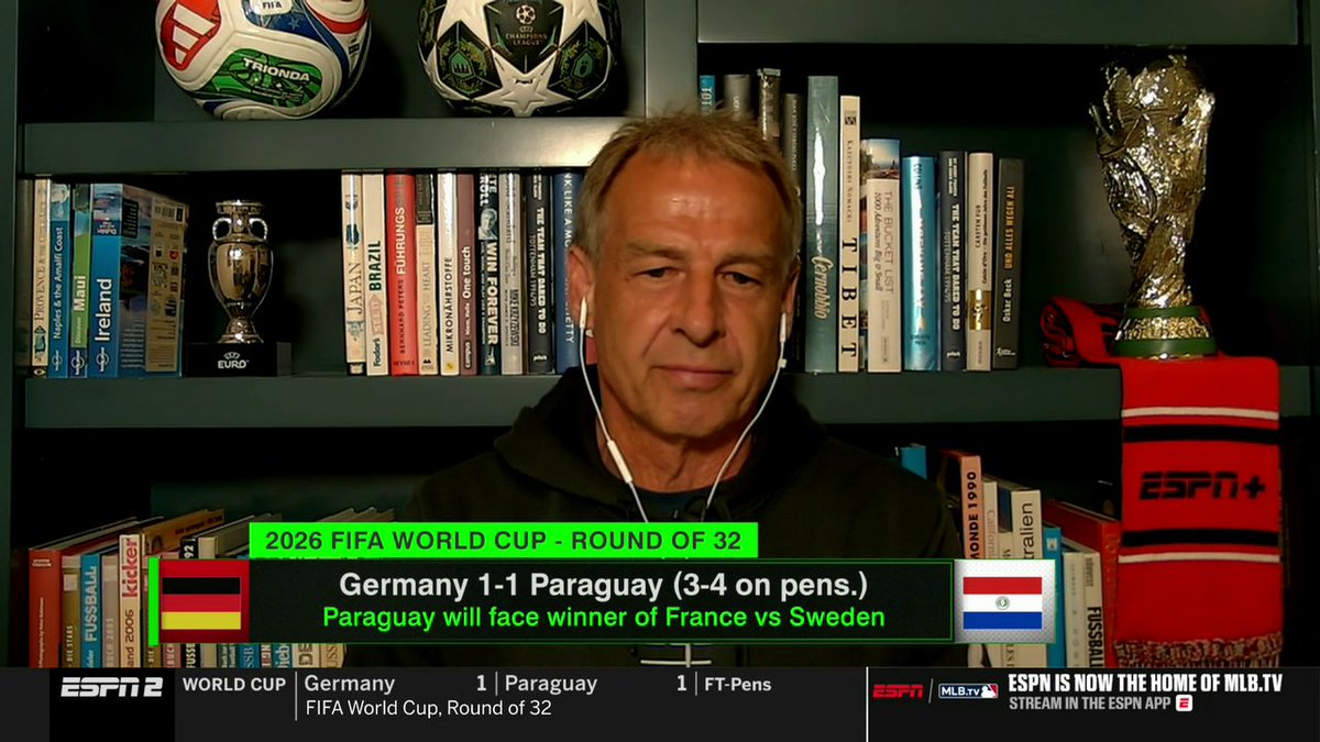 "It's a very sad day for all of us in Germany. ... The way we went out I think is hugely, hugely disappointing." Jürgen Klinsmann reacted to Germany's defeat in the Round of 32 to Paraguay ⚽️