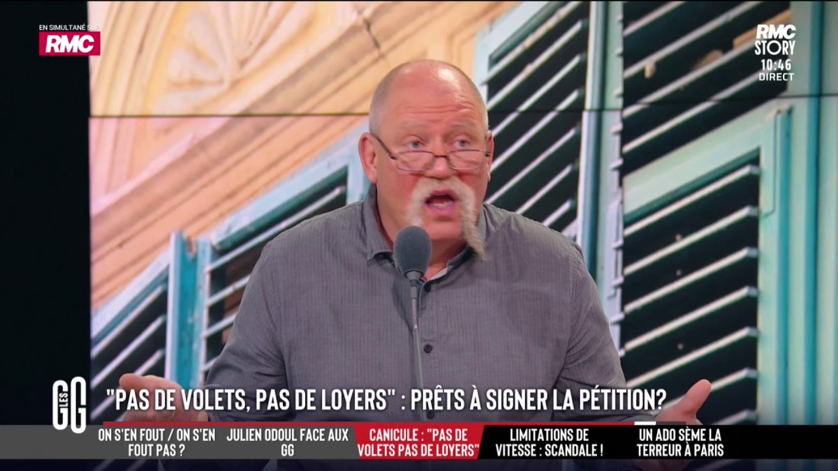💸 « Pas de volet, pas de loyer ! » : une pétition demande la suspension des loyers» pendant les canicules. 💥 Didier Giraud : "On en crève de la France des normes. Si tu prends un appartement sans volets et que tu veux des volets, bah tu vas ailleurs." #GGRMC