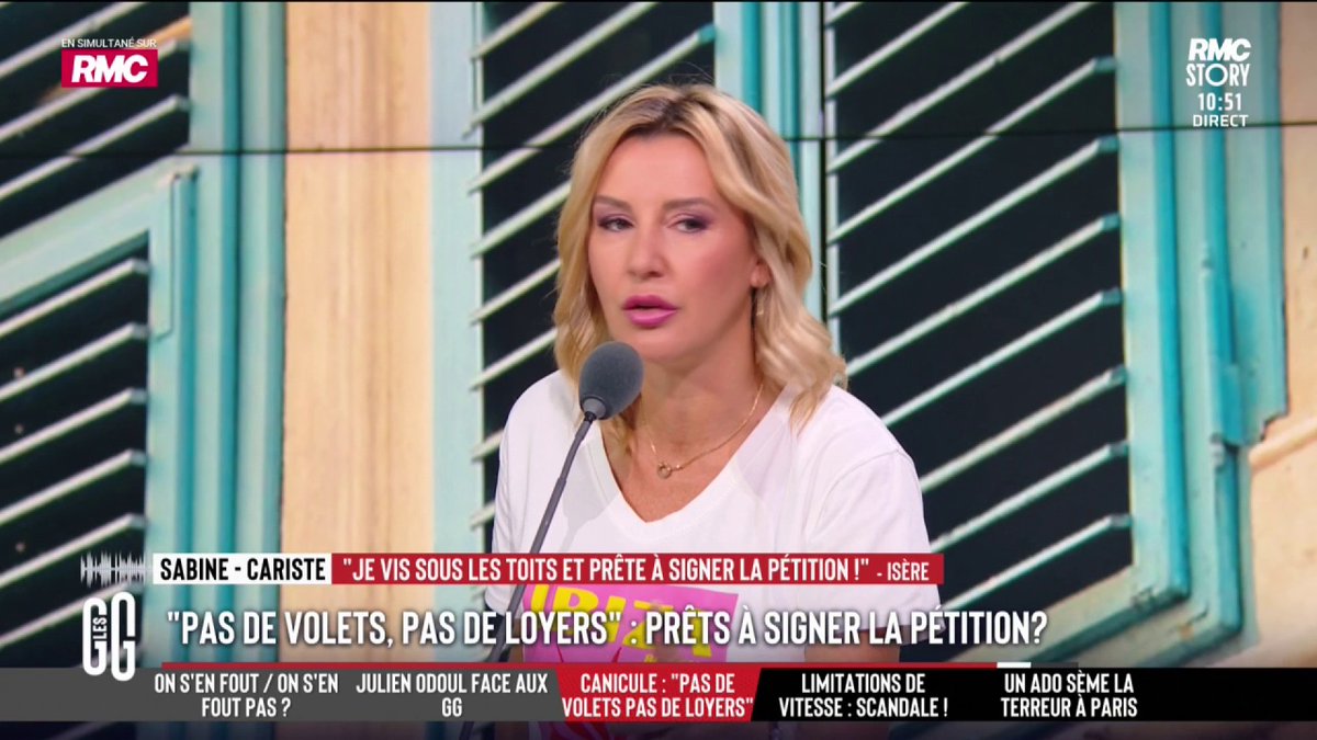 📞 Sabine, cariste, au 3216 : "Je suis pour ne pas payer mon loyer de 500 €. Je me lève le matin, il fait 27 degrés et le soir 39. J'ai demandé à ma proprio de mettre 1 volet, mais elle est tellement radine." #GGRMC