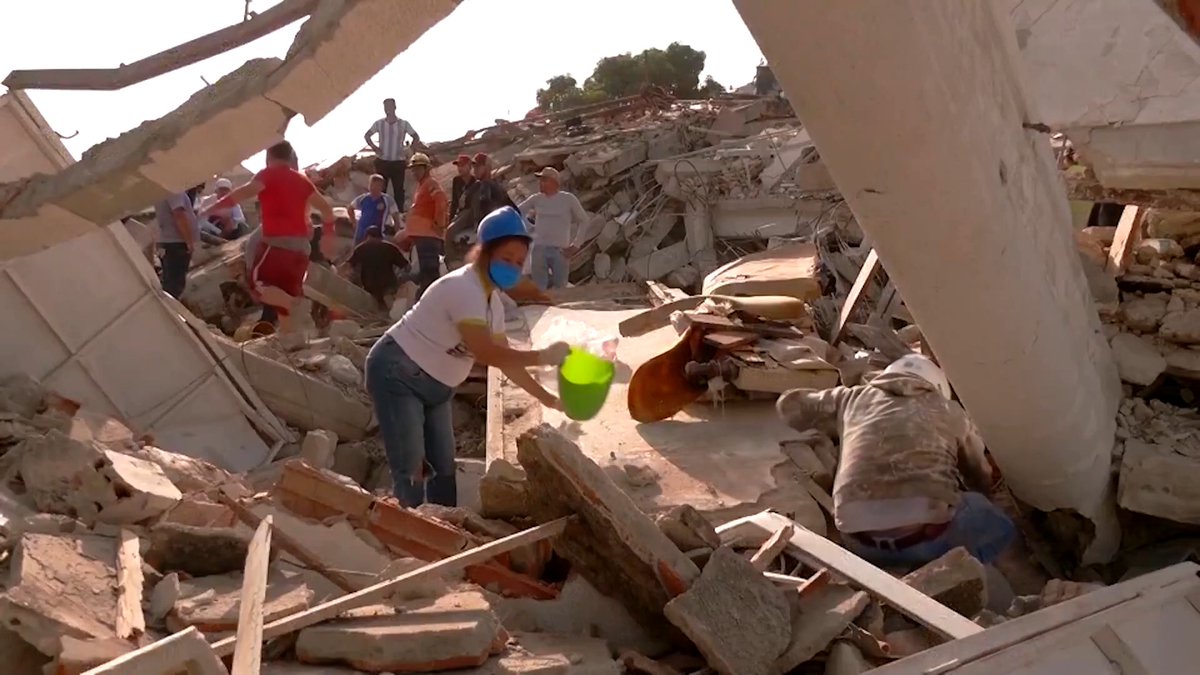 Construction worker Anderson Daniel Salcedo, repatriated from the US, is among the more than 140 migrants sent to a government-run hotel after returning to Venezuela. The hotel collapsed during major quakes, with most feared dead, according to families