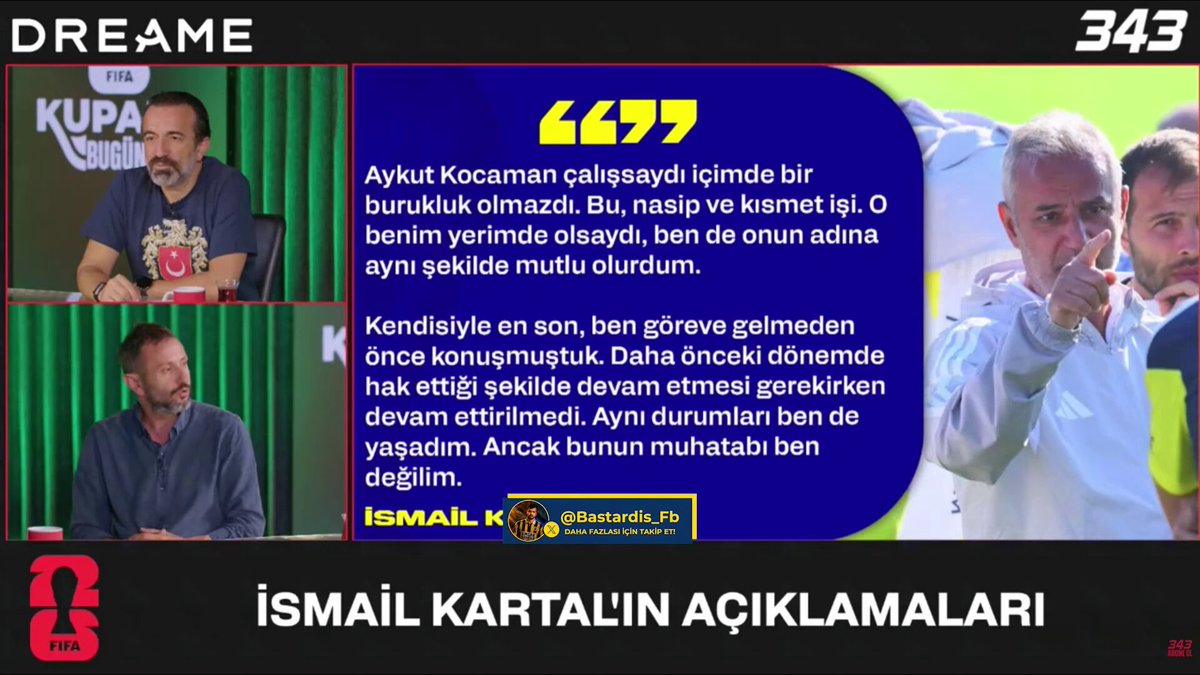 🚨 Murat Aşık: Dün bir şey duydum. İsmail Kartal, kongre sonrasında Aykut Kocaman'a, Hocam hayırlı olsun. Teknik direktör oldunuz, desteğimiz sizinle diye mesaj atmış. Sağlam bir kaynaktan aldığım bir haber ancak şahsi haberim değil.