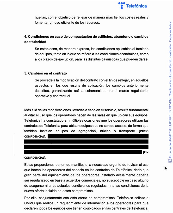 La CNMC declarando confidencial un trozo de una resolución de Telefónica...