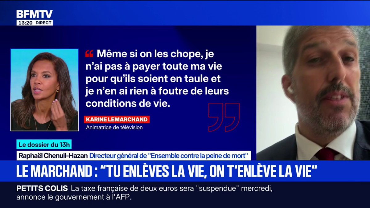 LE DOSSIER DU 13H - La position de Karine Le Marchand après les affaires Lyhanna et Louis sur la peine de mort fait débat