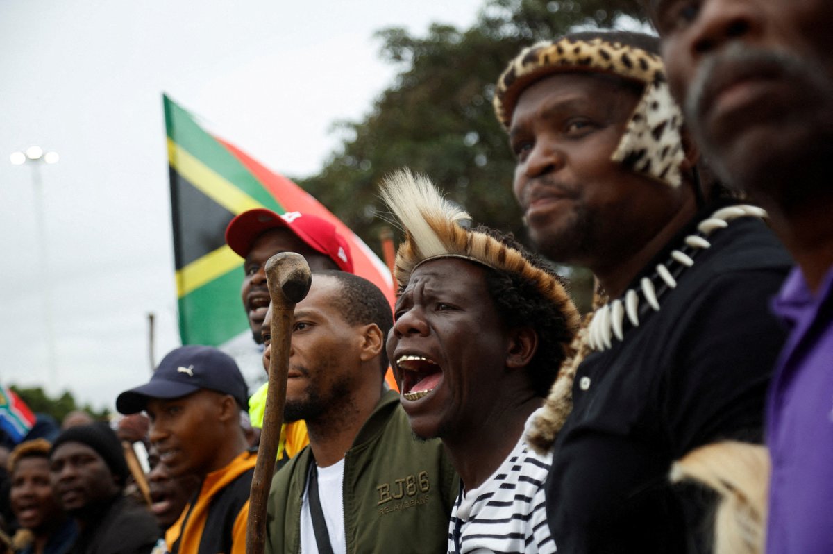 Anti-immigration protesters marched through Durban and Johannesburg waving flags, sticks, and whips as businesses closed and foreign nationals stayed home over fears of violence