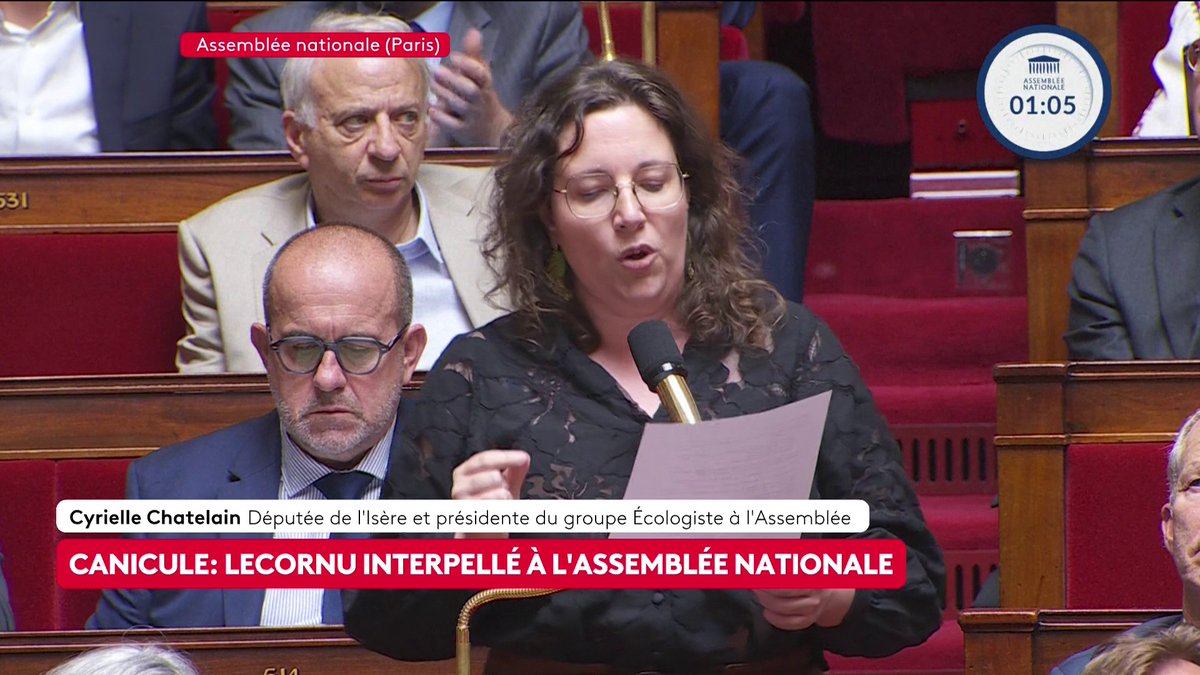 🔴 🗣 Canicule : "Sous votre gouvernement, la canicule s'est transformée en violence politique", accuse la députée écologiste Cyrielle Chatelain. #canal16