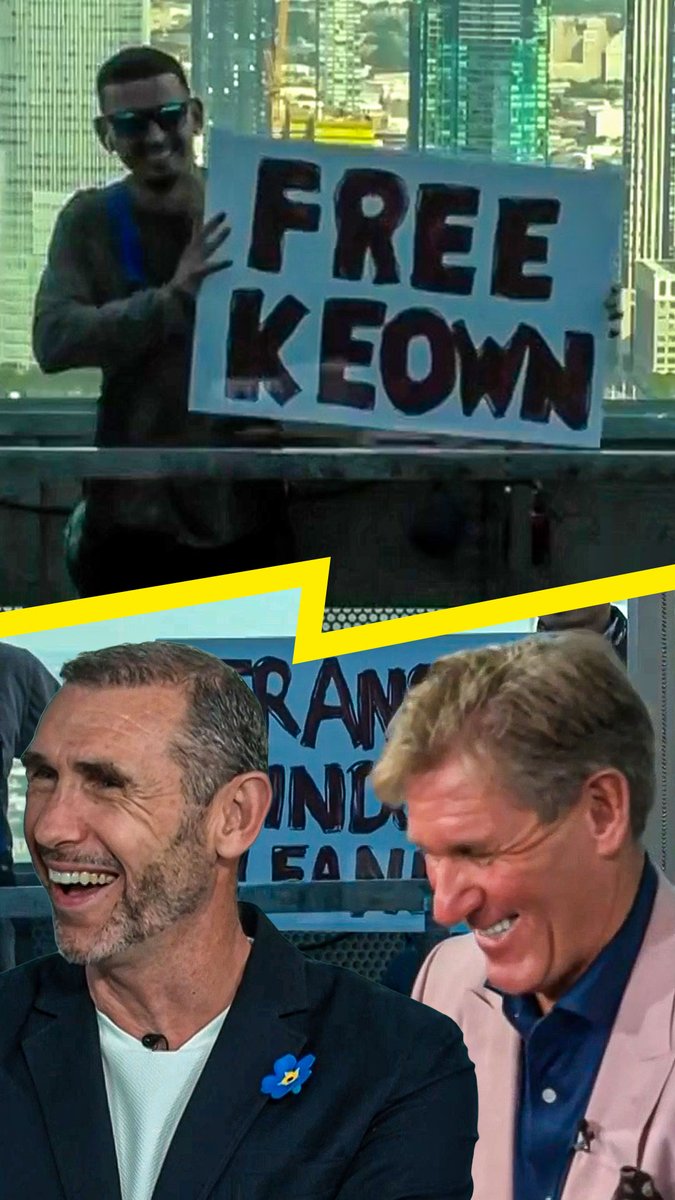 "Free Keown!" 😂 "Simon Jordan for PM!" 👀 Window Cleaners crash Jim White & Simon Jordan's show with bizarre signs!