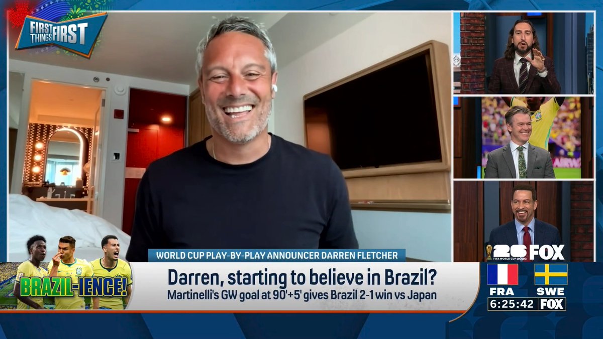 .nick wright confronts Darren Fletcher on his Brazil take 😅 “I made the point during the broadcast that I think this is probably the worst Brazil team I’ve seen in a World Cup. The caveat would be that doesn’t mean I don’t think they could potentially win the World Cup.”