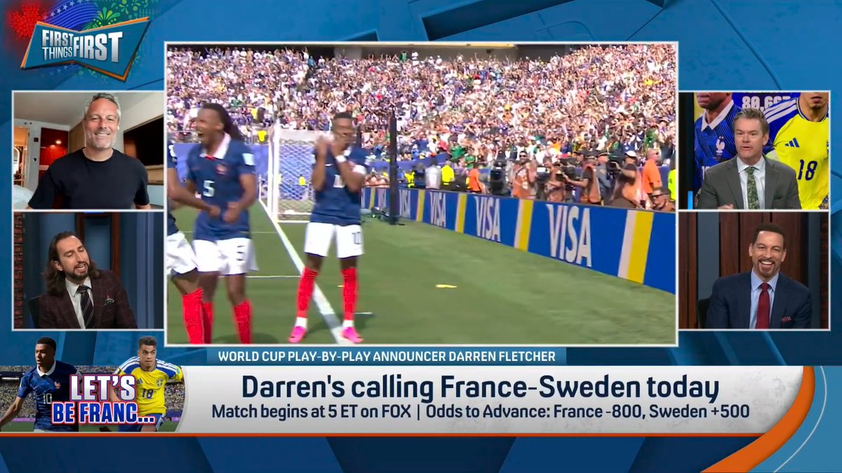 .nick wright gave Darren Fletcher some FTF-themed phrases to use during his broadcast 👀 - Doorstep of Destiny - First Things First - Don’t like that, I love it - Never a doubt And he agreed to use them all TODAY during France-Sweden 🤯
