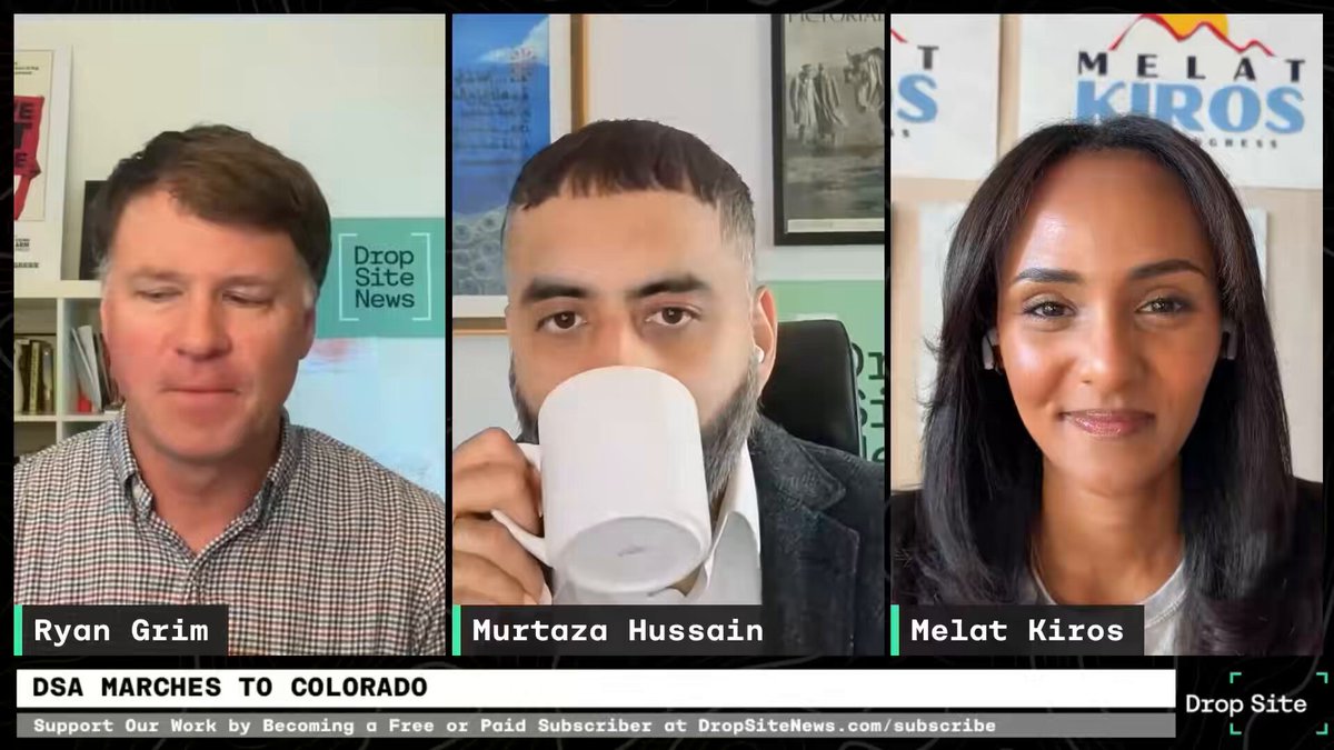 ⚡️ New: Melat Kiros tells Drop Site News her campaign is seeing stronger-than-expected turnout in Colorado’s 1st District, with younger voters expected to make up a major share of Election Day ballots. In an interview with Ryan Grim and Murtaza Hussain this morning, Kiros also reflected on what politicized her. She spoke about her family’s immigration to the U.S. through the Diversity Visa lottery, and watching her parents become American citizens, with her father choosing the Democratic Party because “this was the party that fought for working people… fought for the Civil Rights Act… labor laws.” She also discussed organizing during the genocide in Ethiopia’s Tigray region, and the article she wrote defending pro-Palestinian student protesters that led to her being fired from her law firm. Watch Kiros tell her story in her own words. ⬇️ (We briefly lose the connection midway through the clip, but stick with us. Melat returns after a short break.) Melat Kiros for Congress, CO-1 | Ryan Grim | Murtaza Hussain