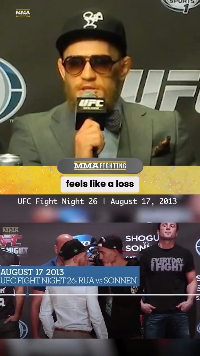 Throwback to 2013 when Conor McGregor gave his immediate reaction to his win over Max Holloway: “I felt the finish was there for me, and I injured my knee midway through the second. Looking back, I should have pulled my knee from my leg and hit him with it."