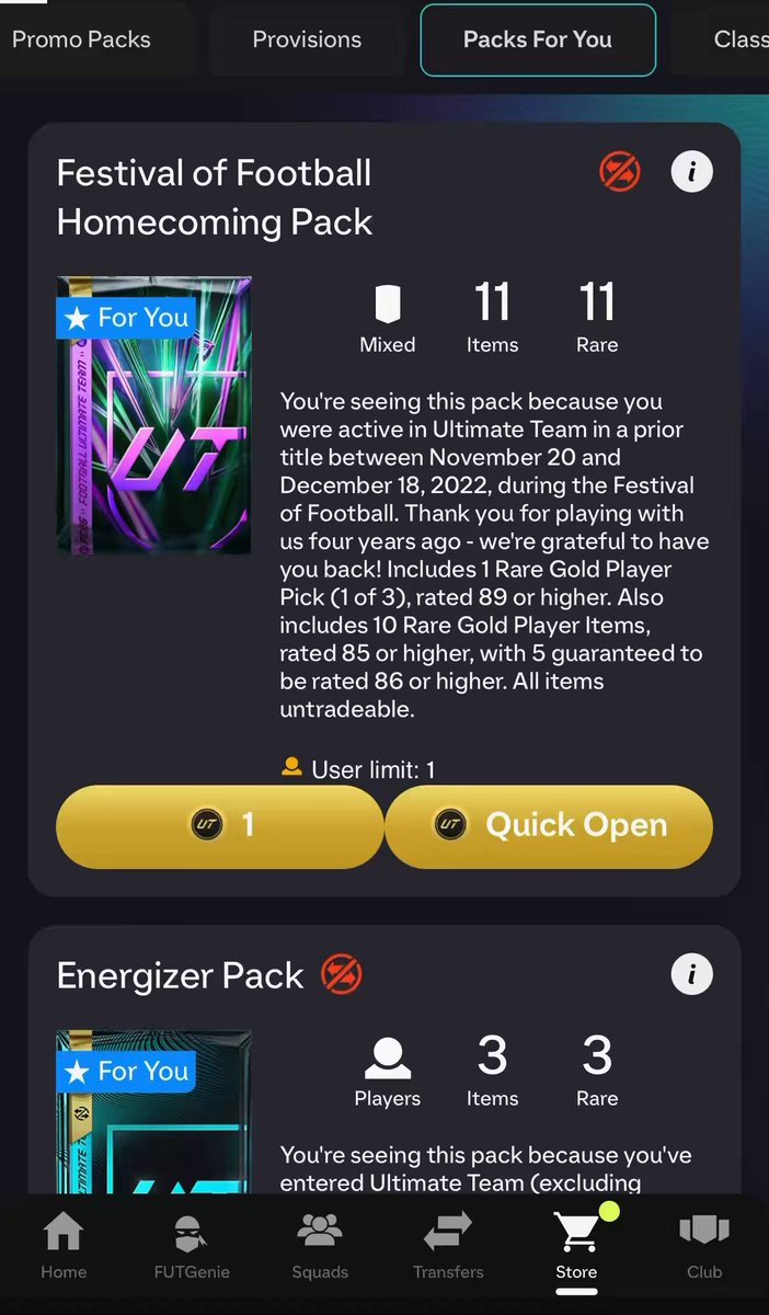 open your 1 coin pack chat at hydration break