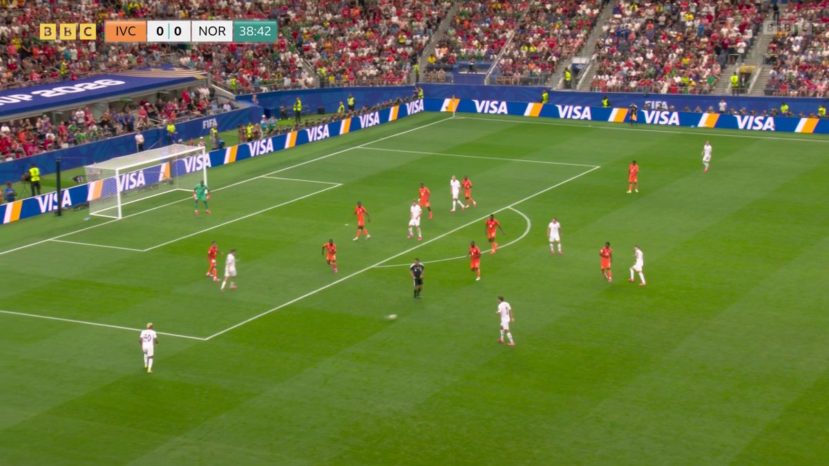 WHAT A STRIKE!🤯 A wonderful curling strike from Nusa puts Norway in front just before half-time.