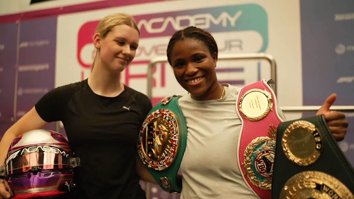 F1 Academy driver Rachel Robertson links up with unified lightweight world champion Caroline Dubois 💪🔗