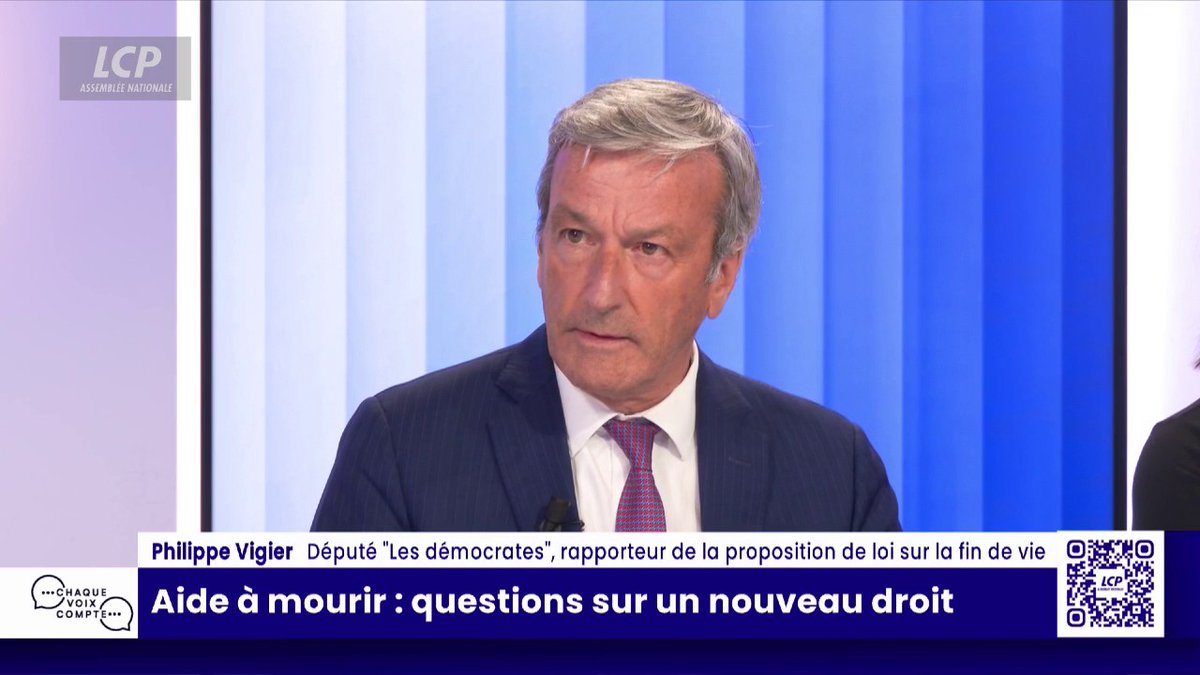 Aide à mourir: "C'est le médecin qui fixe la date, vous avez 48 h minimum de temps de réflexion, mais on ne fixe pas de date maximum, simplement, on a mis une borne à 3 mois", dit Philippe Vigier (Démocrate)