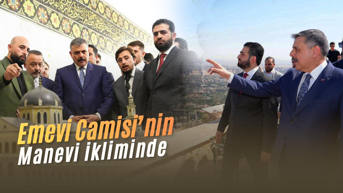 Kadim şehir Şam’da; ortak tarihimizin izlerini taşıyan, kardeşliğimizi güçlendiren ve geleceğe dair umutlarımızı büyüten kıymetli temaslarda bulunduk. 🇹🇷🇸🇾 Suriye İçişleri Bakanı Sayın Enes Hattab ile güvenlik, sınır yönetimi, göç ve gönüllü geri dönüş süreçlerini değerlendirdik. Suriye Acil Durum ve Afet Yönetimi Bakanı Sayın Raid Salih ile bir araya gelerek “Afet ve Acil Durum Yönetimi Alanında İş Birliği Zaptı”nı imzaladık. Suriye Cumhurbaşkanı Sayın Ahmed eş-Şara tarafından kabulümüzde, Muhterem Cumhurbaşkanımız Recep Tayyip Erdoğan’ın en kalbî selamlarını ilettik. Kasiyun Dağı’ndan Şam’ı seyrettik; asırlara tanıklık eden bu kadim şehrin yarınlarına umutla baktık. Emevi Camii’nin manevi ikliminde Hazreti Yahya’nın makamında ellerimizi semaya açtık. Kudüs Fatihi Selahaddin Eyyubi’nin türbesinde ve Türk Hava Şehitliği’nde dualarımızı niyaz ederken; bu topraklarda yaşayan ortak tarihimizin, aziz hatıralarımızın ve sarsılmaz kardeşliğimizin derin izlerini bir kez daha gönlümüzde hissettik. Şam’dan; gönül bağlarımızı daha da kuvvetlendirmiş, kardeşliğimize olan inancımızı pekiştirmiş ve ortak geleceğimize dair umutlarımızı büyütmüş olarak ayrıldık. Rabbim attığımız adımları hayırlı, kardeşliğimizi daim eylesin.
