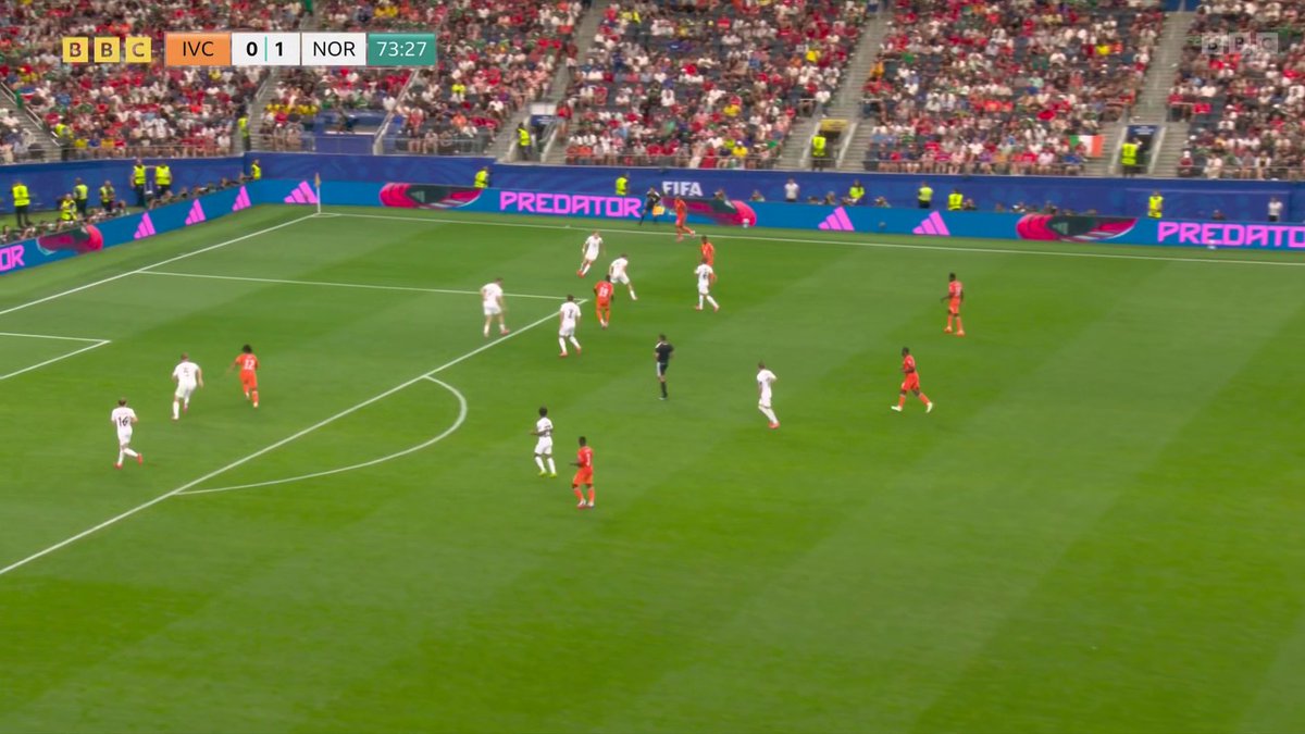 Ivory Coast level the score!😱 An incredible goal from Manchester United's Amad Diallo brings Ivory Coast level against Norway.
