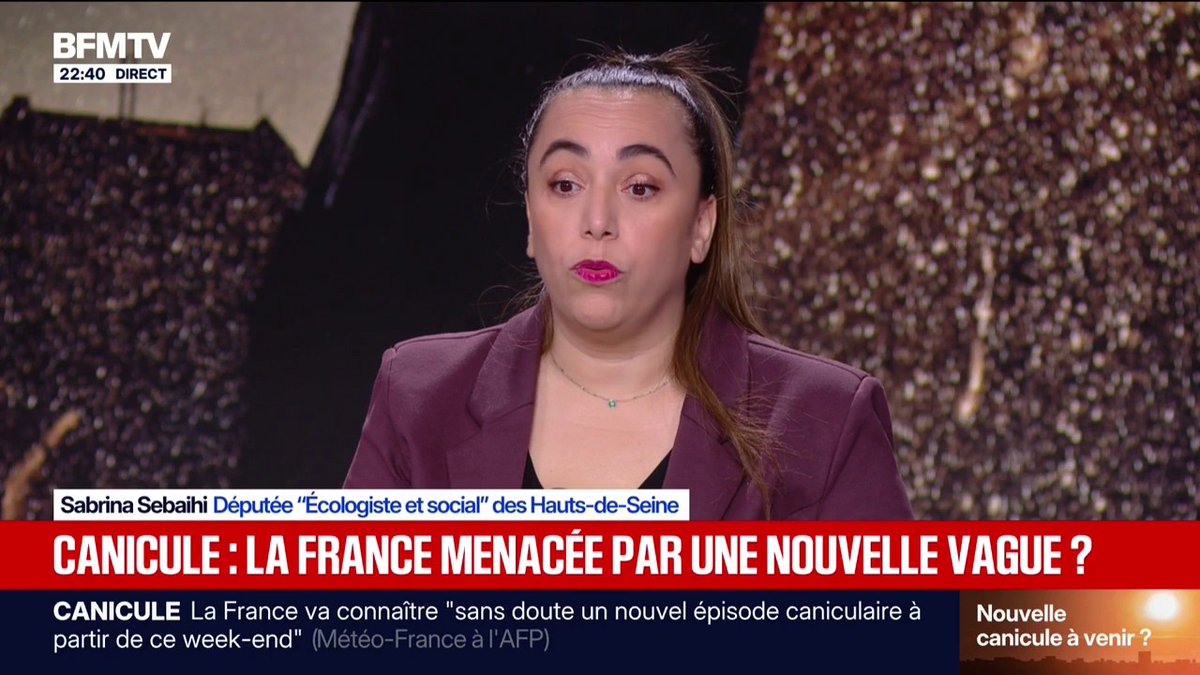 La France menacée par une nouvelle vague de chaleur ?: "On ne sera pas prêts", craint Sabrina Sebaihi, députée (Écologiste et social)