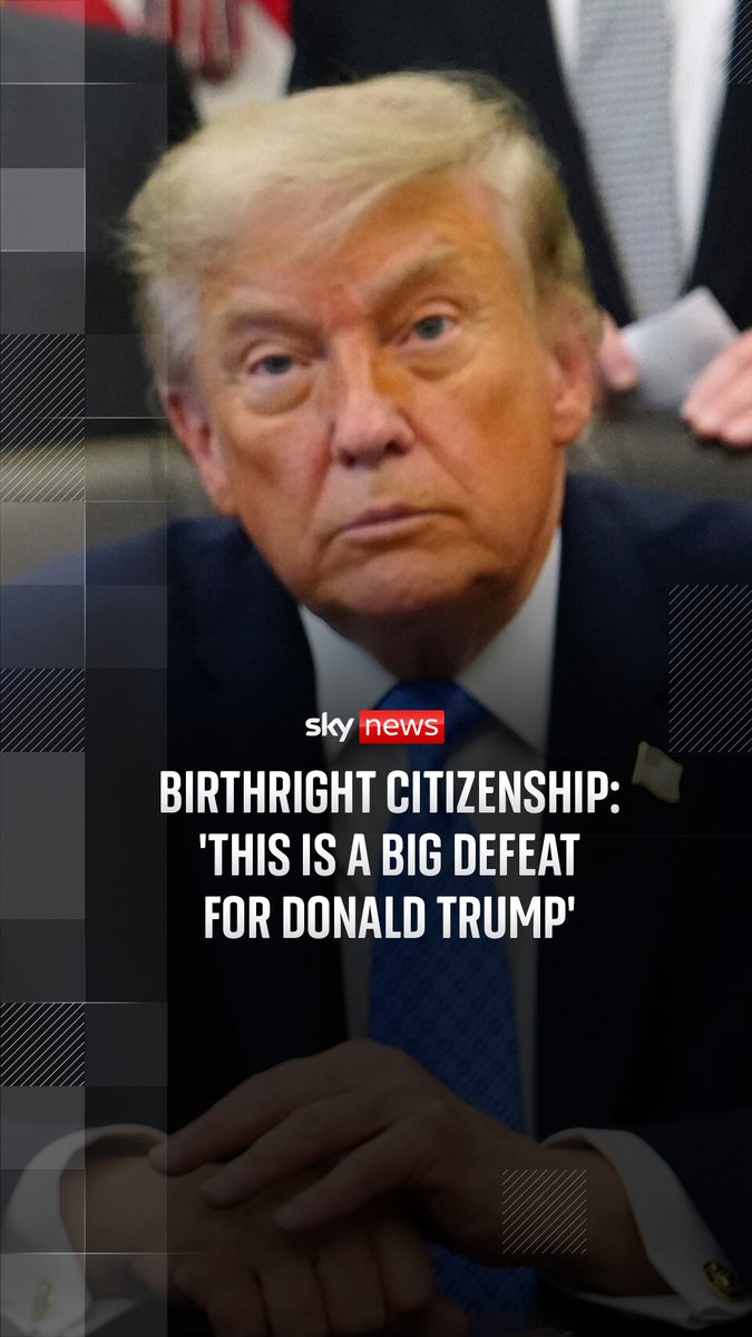 'This is a big defeat for Donald Trump.' The Supreme Court has ruled against Trump's executive order to limit birthright citizenship in the U.S. Sky's David Blevins explains ⬇️