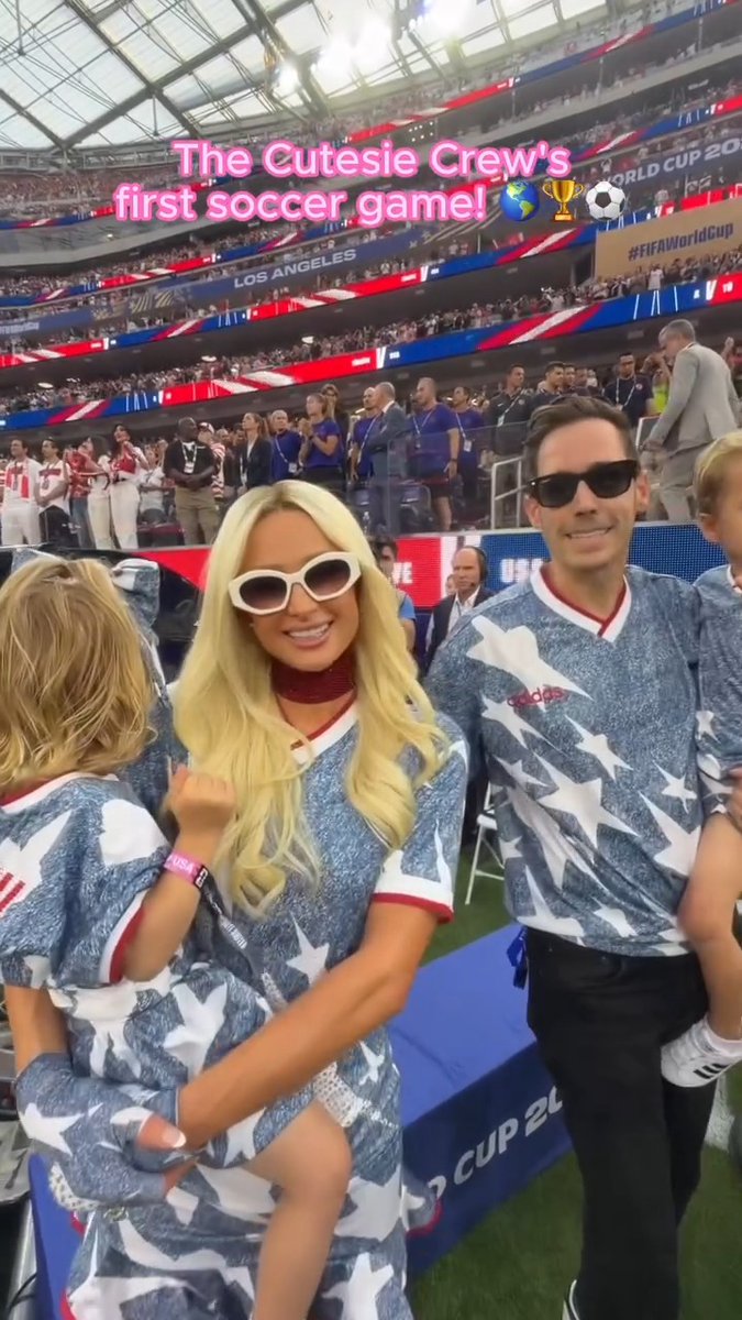 So happy to introduce London and Phoenix to soccer in the most epic way ⚽️🏆🌎 Thank you so much @Fifa for the honor of being a stadium captain in our hometown of LA 🥹 I’m honored to share these experiences with my babies! 🥰 #WorldCup2026 #SlivingMom @FifaWorldCup @Adidas