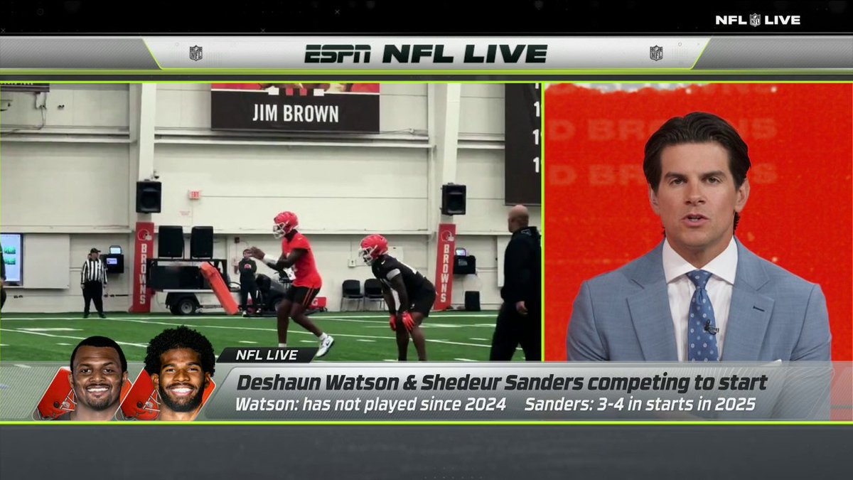 "This is the truest quarterback competition in the NFL." Field Yates on the Browns' starting QB battle between Shedeur Sanders and Deshaun Watson 🏈