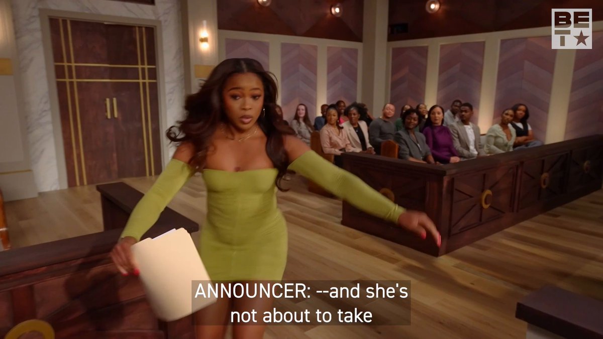 SNEAK PEEK: The Girl in the Yellow Dress has entered the chat and this time she's not searching for her man, but a ruling. 👩🏾⚖️ "You gone get your 🍑 locked up." 😂 Find out what happens next during the series return of #MsPatSettlesIt TONIGHT at 9/8c on BET!
