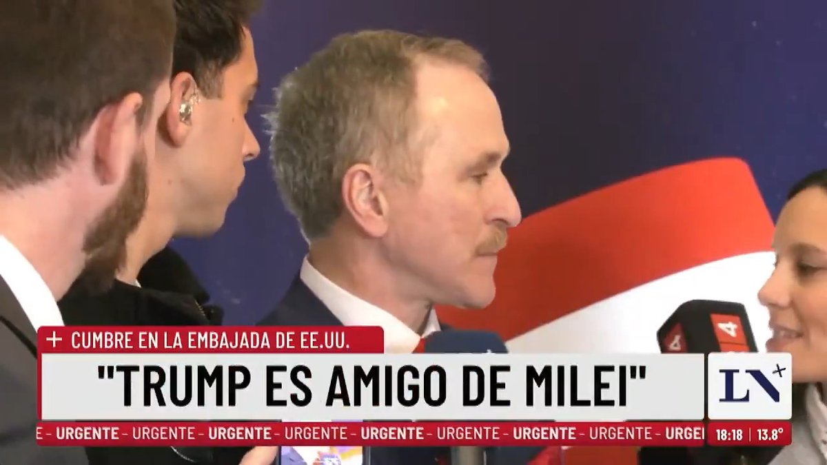 💬 “Milei despertó al mundo” El embajador de Estados Unidos, Peter Lamelas, destacó la amistad entre Donald Trump y Javier Milei. Además, se refirió a Cuba: “Si tengo que apostar, será libre antes de fin de año”. 📌 En LN+