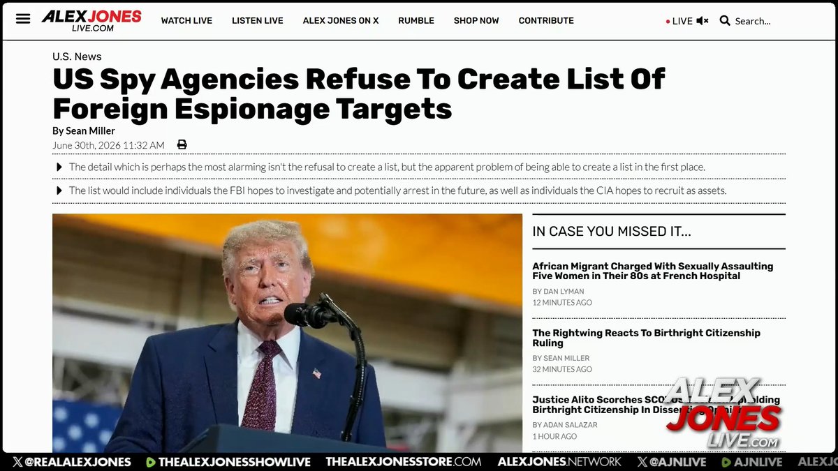 JUST IN: US Spy Agencies Refuse To Create List Of Foreign Espionage Targets! 🔴WATCH/SHARE THE LIVE X STREAM:
