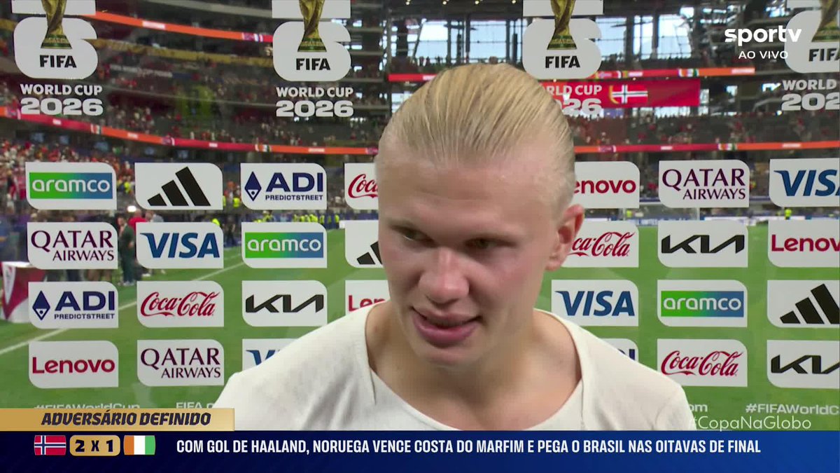 😅🇳🇴 Repórter para Haaland: “Quais são as possibilidades da Noruega contra o Brasil?” Haaland: “Pequenas.” 🎥 sportv | ge
