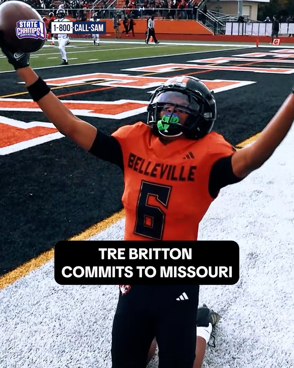 SEC-BOUND! TRE BRITTON COMMITS - Powered by @callsam Tre Britton, a standout wide receiver from Belleville and the Class of 2027, has announced his verbal commitment to Missouri. Charles (Tre) Britton III 6’0 175 WR 2027 | Mizzou Football