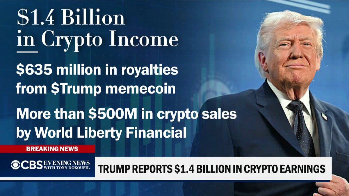 BREAKING: A new financial disclosure shows President Trump made over $1 billion on cryptocurrency ventures in 2025.