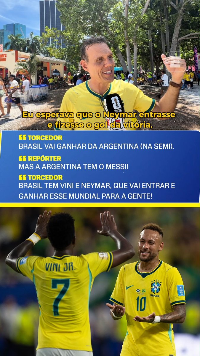🇦🇷🇧🇷 Argentino que torce para o Brasil: “O Brasil tem Vini Jr e Neymar, que vai entrar e ganhar essa Copa do Mundo para a gente.” 🎥 ESPN Brasil