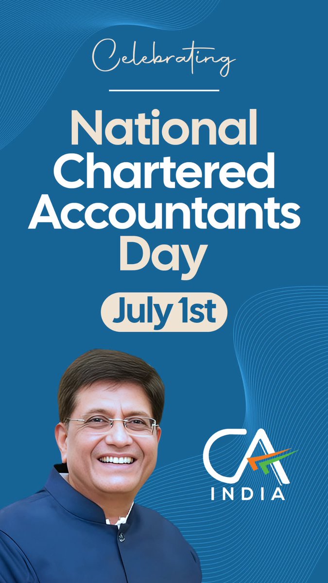 Greetings on National Chartered Accountants Day to my fellow Chartered Accountants. Today, we celebrate our profession, which demands commitment, dedication, integrity & excellence. Each one of you continues to play a vital role in strengthening India's financial system, fostering transparency & driving the nation's economic growth. On this day, let us reaffirm our commitment to upholding the highest standards of professionalism & ethics to contribute to India's growth journey.