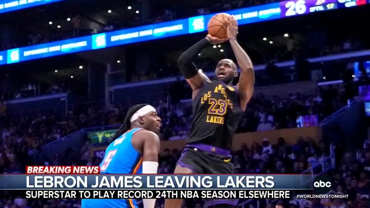 NBA superstar LeBron James has announced that after eight seasons, he will not be returning to the Los Angeles Lakers. His agent revealed to ESPN the 41-year-old will play his record-setting 24th season elsewhere. Kayna Whitworth has details.