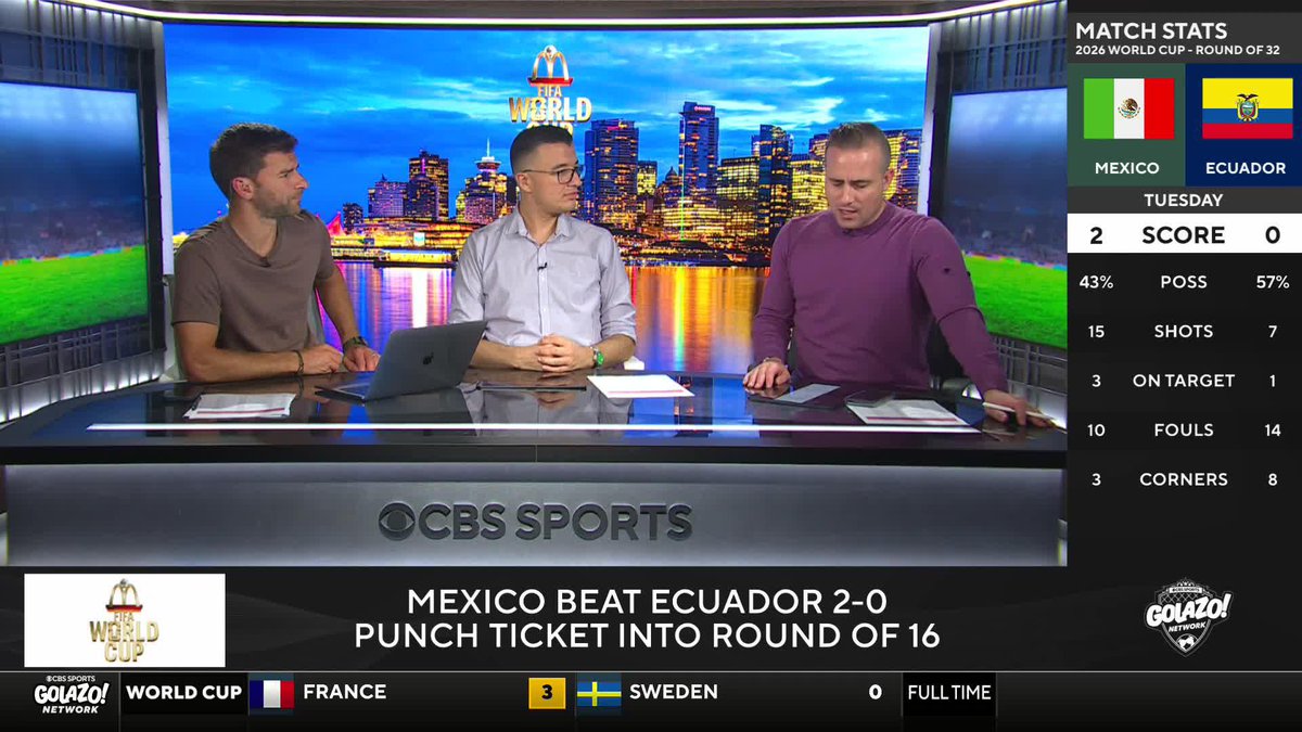 "The impossible is now starting to become the possible" 🇲🇽 𝐈𝐀𝐍 𝐏𝐀𝐔𝐋 𝐉𝐎𝐘 and Chris Wittyngham say Mexico is a serious threat in the World Cup after flying past Ecuador 🇪🇨